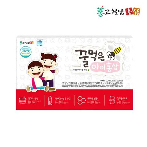 어린이 전체식홍삼 꿀먹은아이홍삼 20ml x 30포 고철남홍삼
