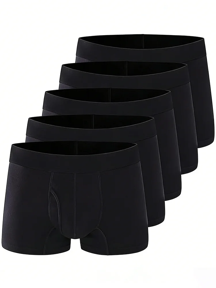 

Мужские черные трусы-боксеры, 5 шт. | Ультрамягкий хлопковый стрейч | Дышащее комфортное нижнее белье для повседневной носки
