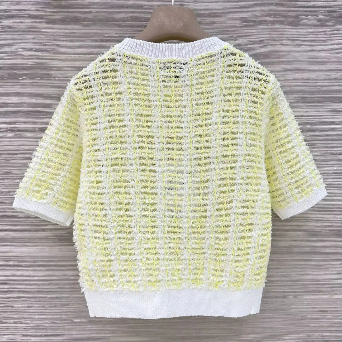 

2026 New Fashion Spring Vintage Color Block Slimming O-Neck Striped Half Sleeve for Women High Quality