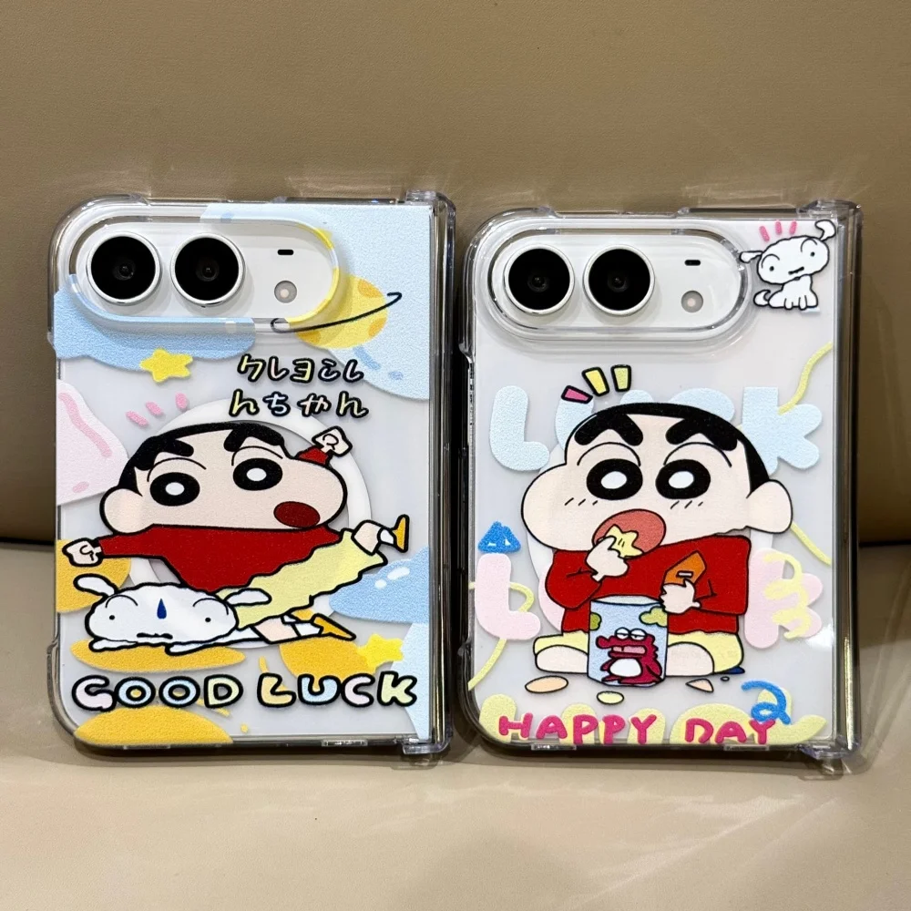 New Cute Anime Cartoon Character Magnetic Phone Case for iPhone Duo Cover, Fashion Folding Shockproof Cases, with Magsafe Holder