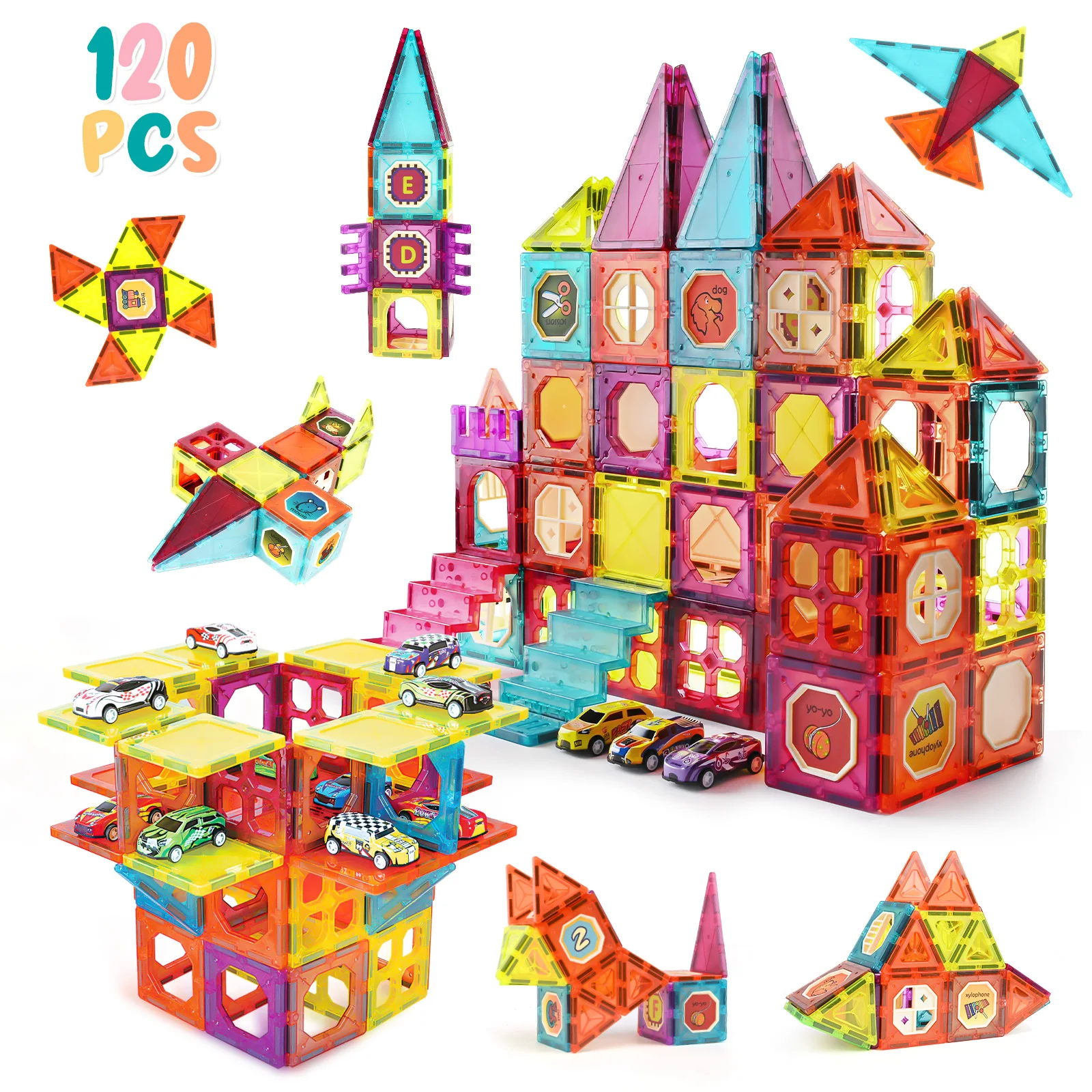 120 Pieces Magnetic Building Blocks Magnetic Toy Magnets Children'S Stem Educational Toy Gift For Boy Girl Building Blocks