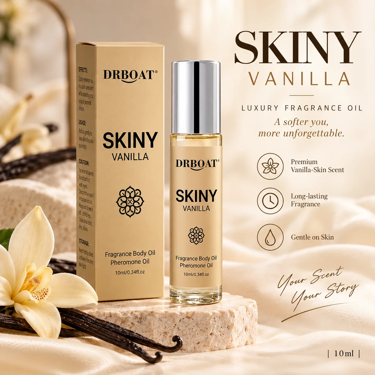 On Perfume & Fragrance Kota Bogor - バニラの香りのロールオン香水 10ml。持続性の高い、温かみのあるバニラの香りのボディフレグランスオイル。携帯に便利なサイズで、女性にぴったりのロールオン香水。