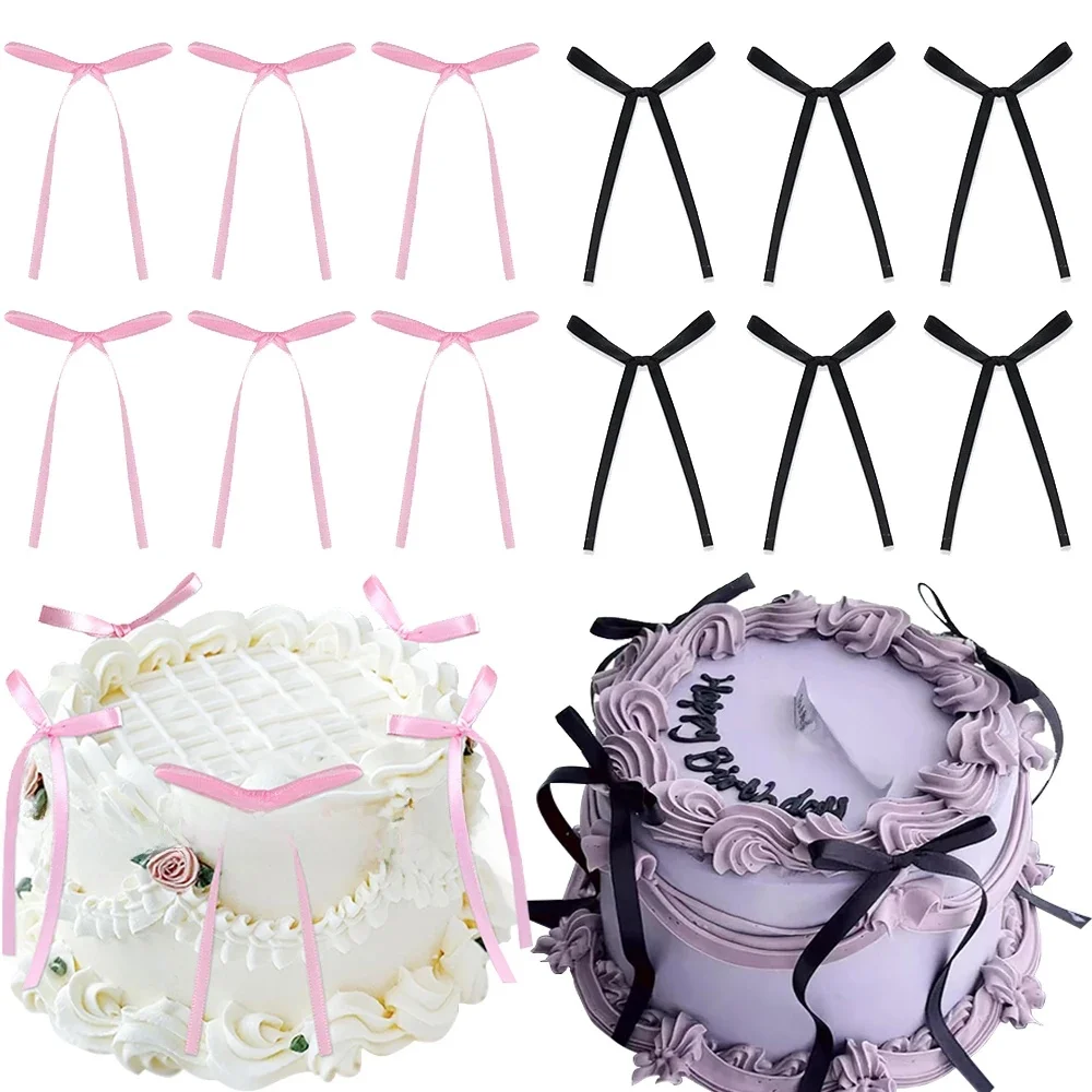 Décorations de Cupcake à nœud rose et noir, 10/20 pièces, choix de gâteaux pour réception-cadeau pour bébé, décorations pour fête d'anniversaire et de mariage pour fille