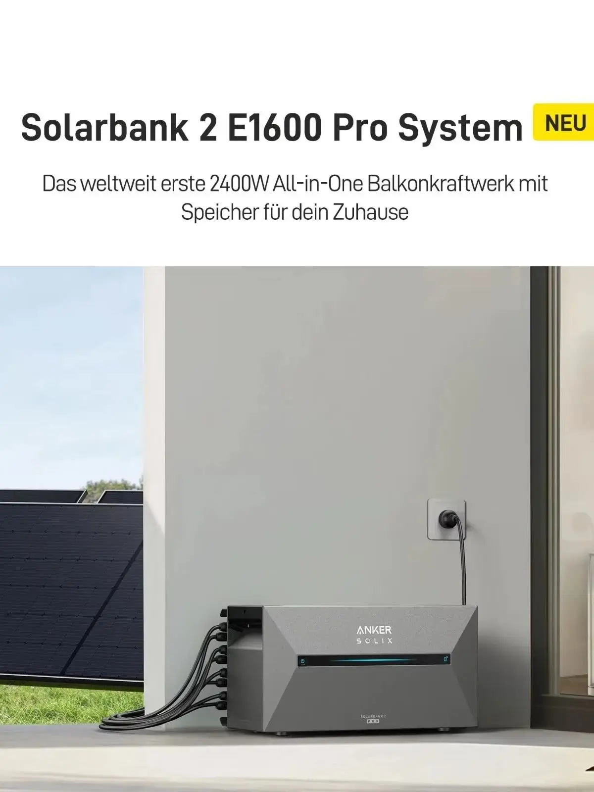 Anker SOLIX Solarbank 2 E1600 Pro mit 2×500W Solarmodule + Smart Meter