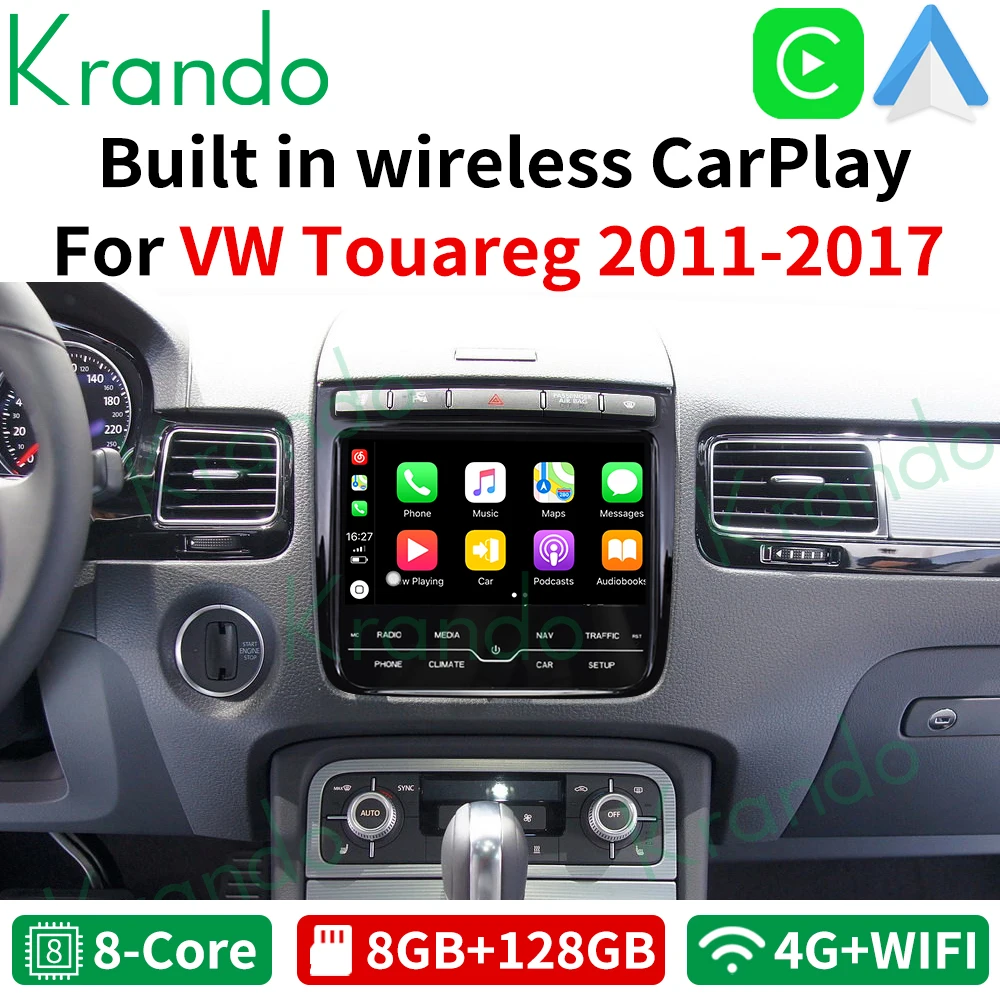 Krando Android Qualcomm 8.4 inch Car Audio Radio Player GPS for VW Volkswagen Touareg 2011 - 2017 Wireless Carplay Headunit