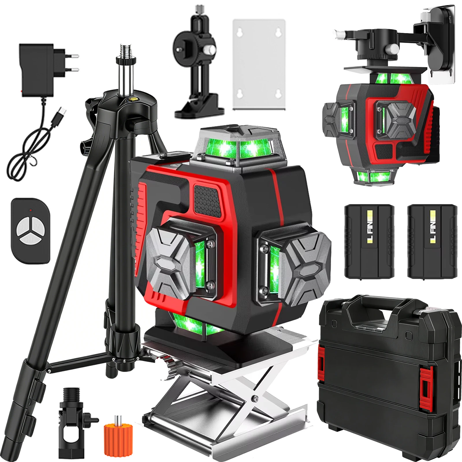 Professional Laser Level 16 Lines 4D Automatic 3 ° Line-holding pole Wall 360 Horizontal And Vertical Super power Green Beam