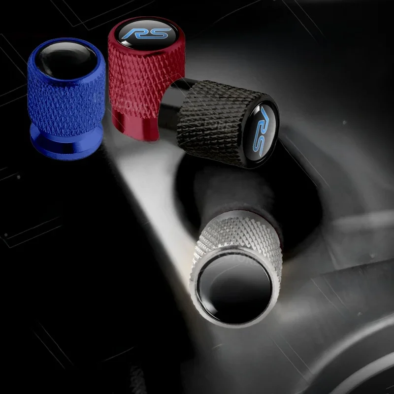 4 pièces/1 ensemble RS Logo pour ST Line Focus Explorer Transit Bronco EcoBoost voiture bouchons de Valve pneus de roue Air pneu tige couvercle de protection
