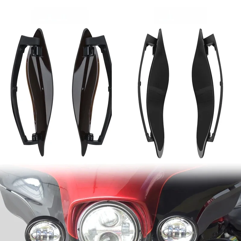 Przednia szyba motocykla boczne skrzydło regulowana owiewka w kształcie skrzydła nietoperza deflektor powietrza dla Harley Touring Electra Street Tri Glide CVO 14-22 — zdjęcie 2