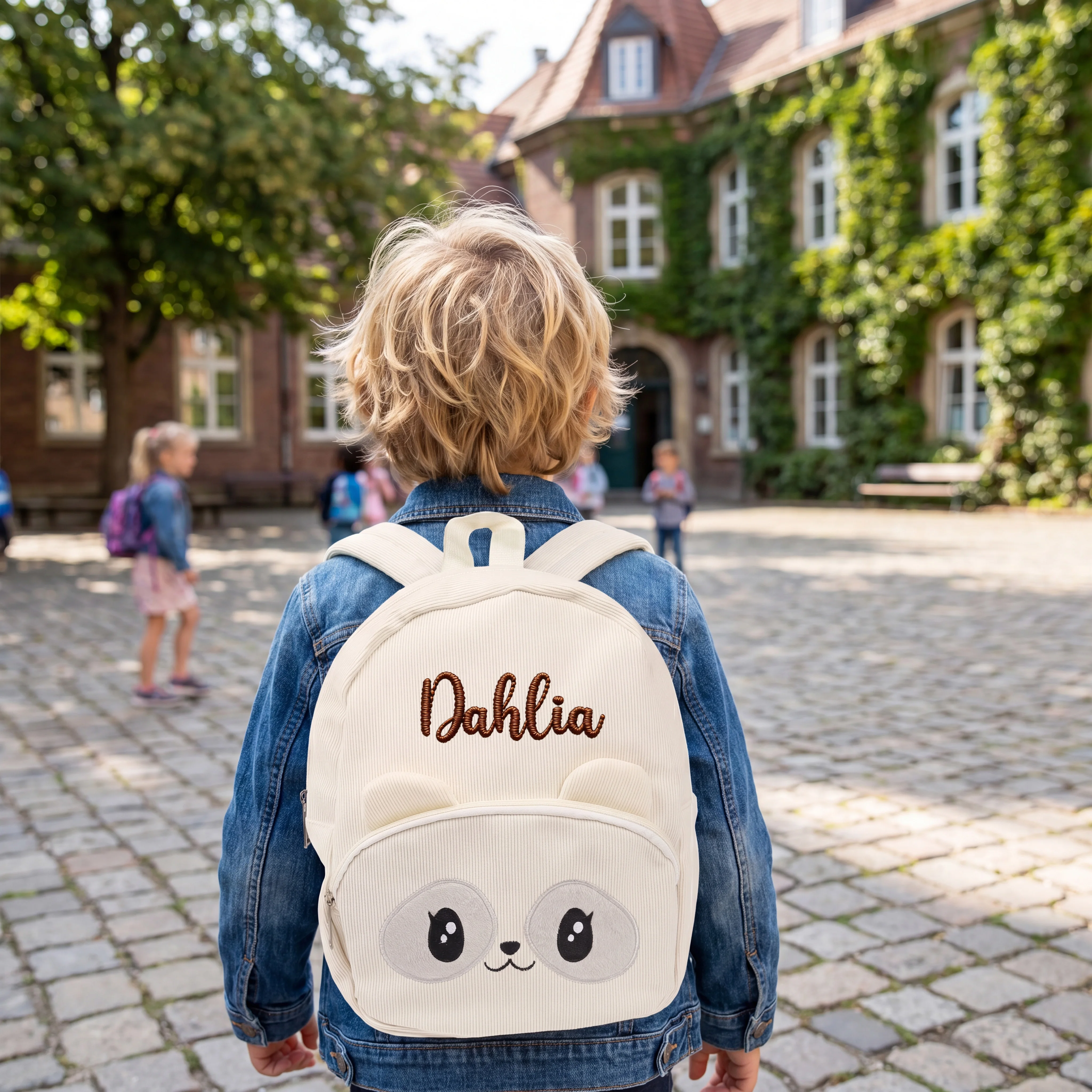 Custom Embroidered Name Kids Backpack Corduroy Cartoon Panda Unicorn Duck Toddler School Bag,Baby Shower Gift - view 4