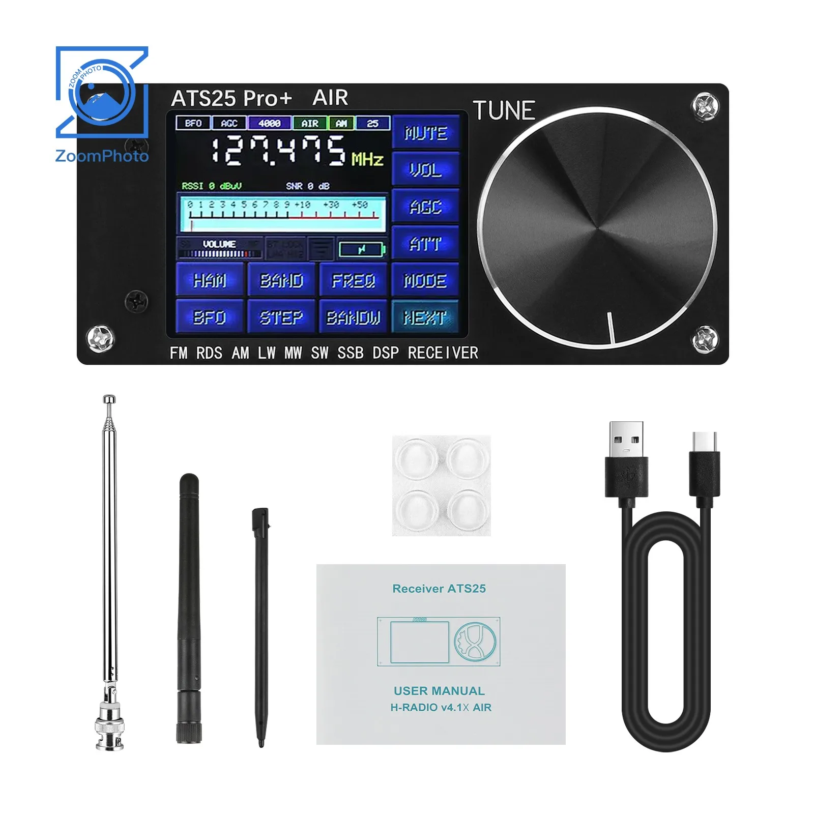 

HAMGEEK ATS25 Pro+ FM SW SSB MW LW AIR SDR Receiver Aviation Band Receiver Supports Bluetooth Wifi