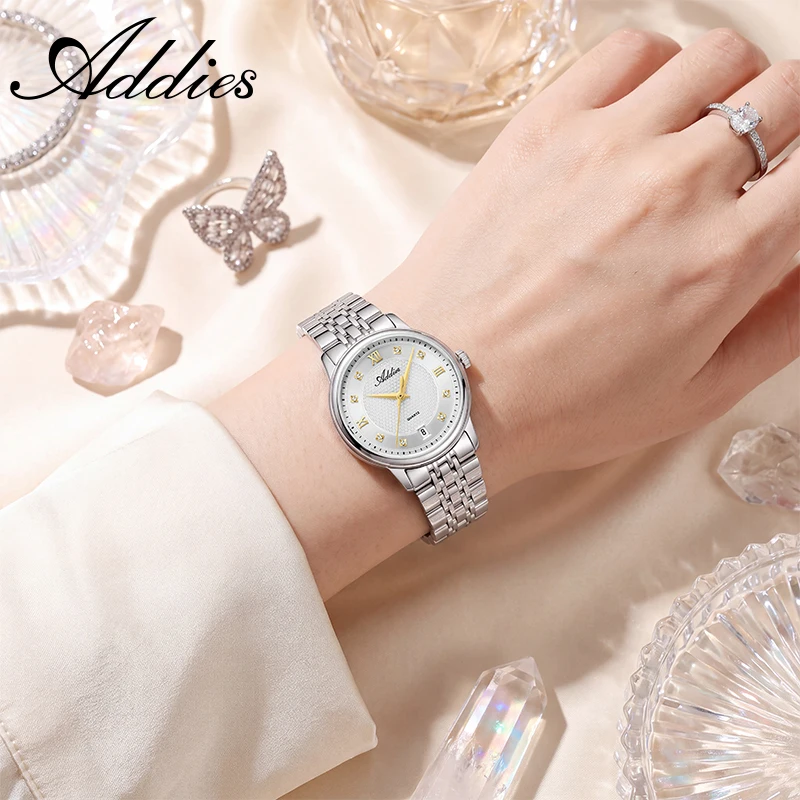ADDIES Women’s Quartz Watch 31mm Sapphire Crystal 50M Waterproof 316L Stainless Steel Japanese Movement Elegant Woman Wristwatch