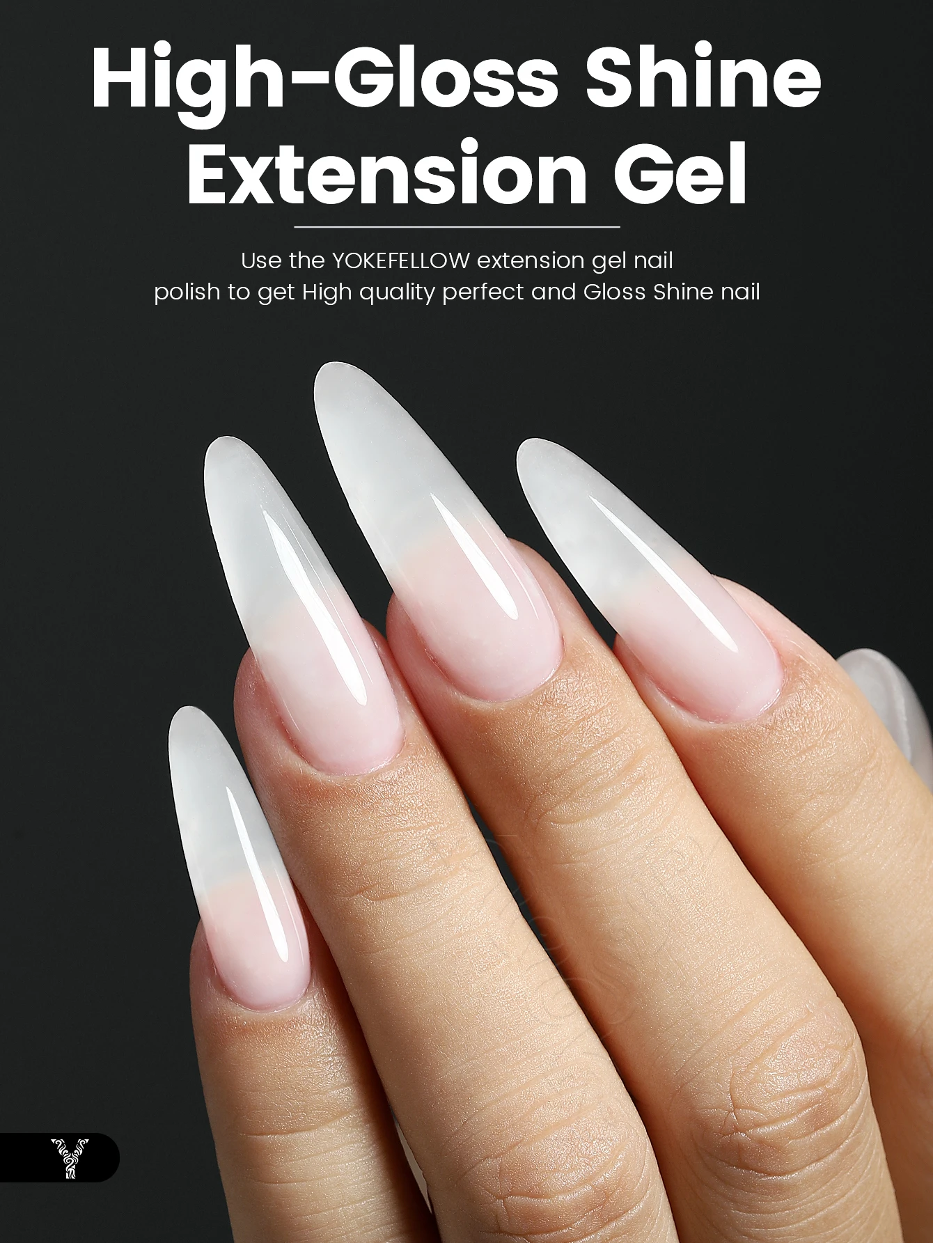 YOKEFELLOW Poly Gel Nail Kit with Nail Lamp 4Pcs Builder Gel Nail Extension Kit with Nail Decorations for Nail Art DIY at Home