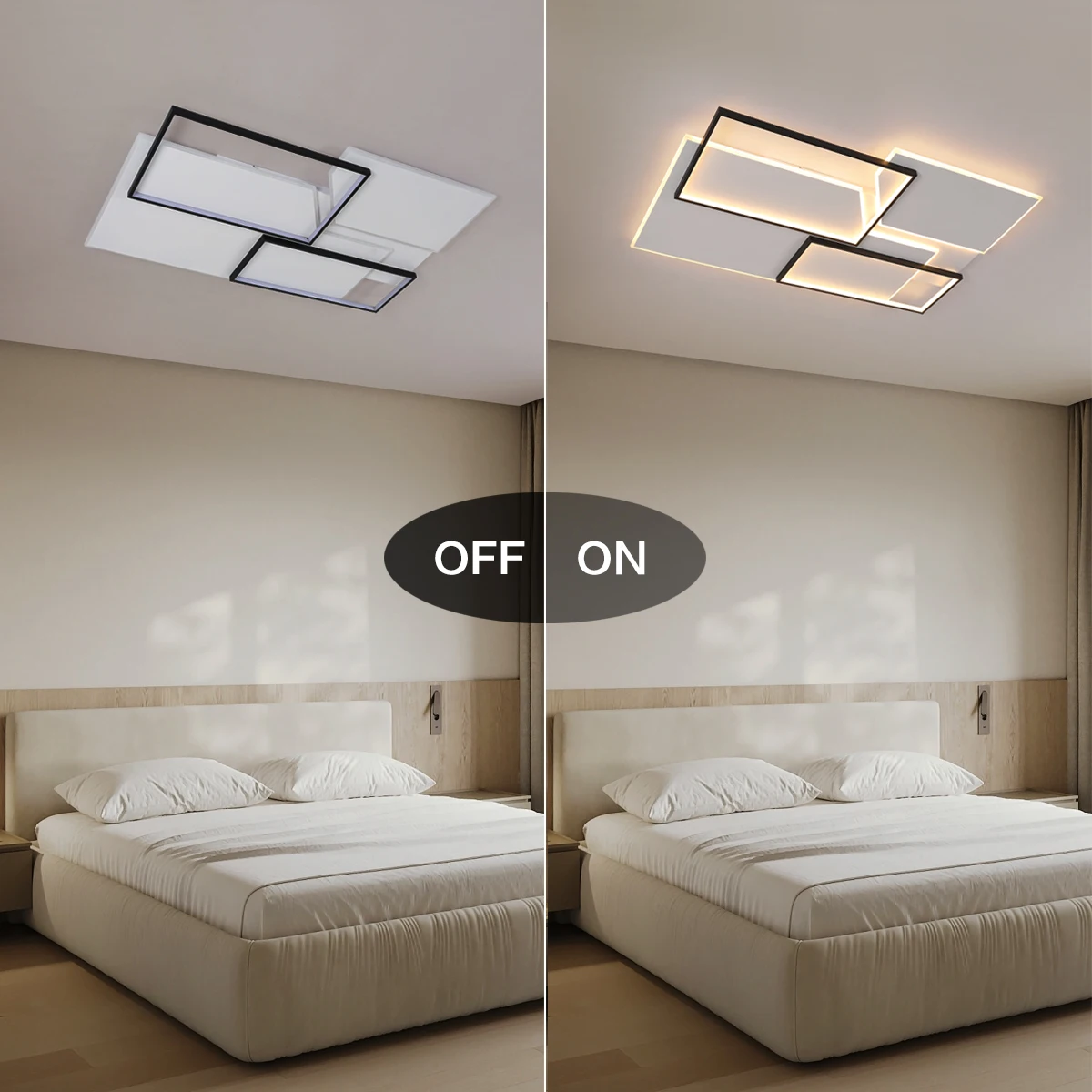 LED-Deckenleuchte Dimmbar Rechteckig 80W Schwarze Deckenlampe mit Fernbedienung für Wohnzimmer Schlafzimmer LED Moderne Deckenbeleuchtung – Detail 7