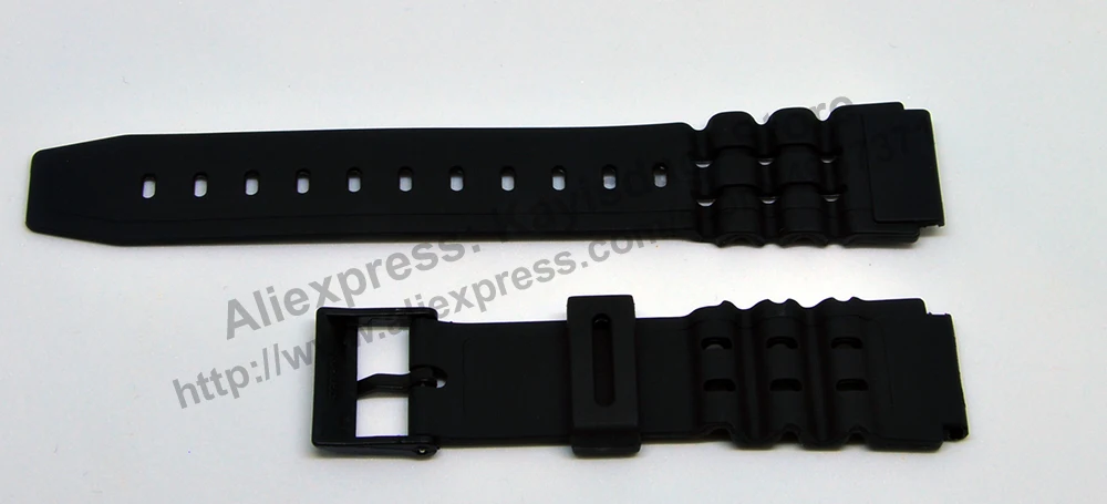 19mm Black Rubber Watch Band / Strap Compatible for Casio W-87H , W-88H , W-728H , W-727H , W-731H