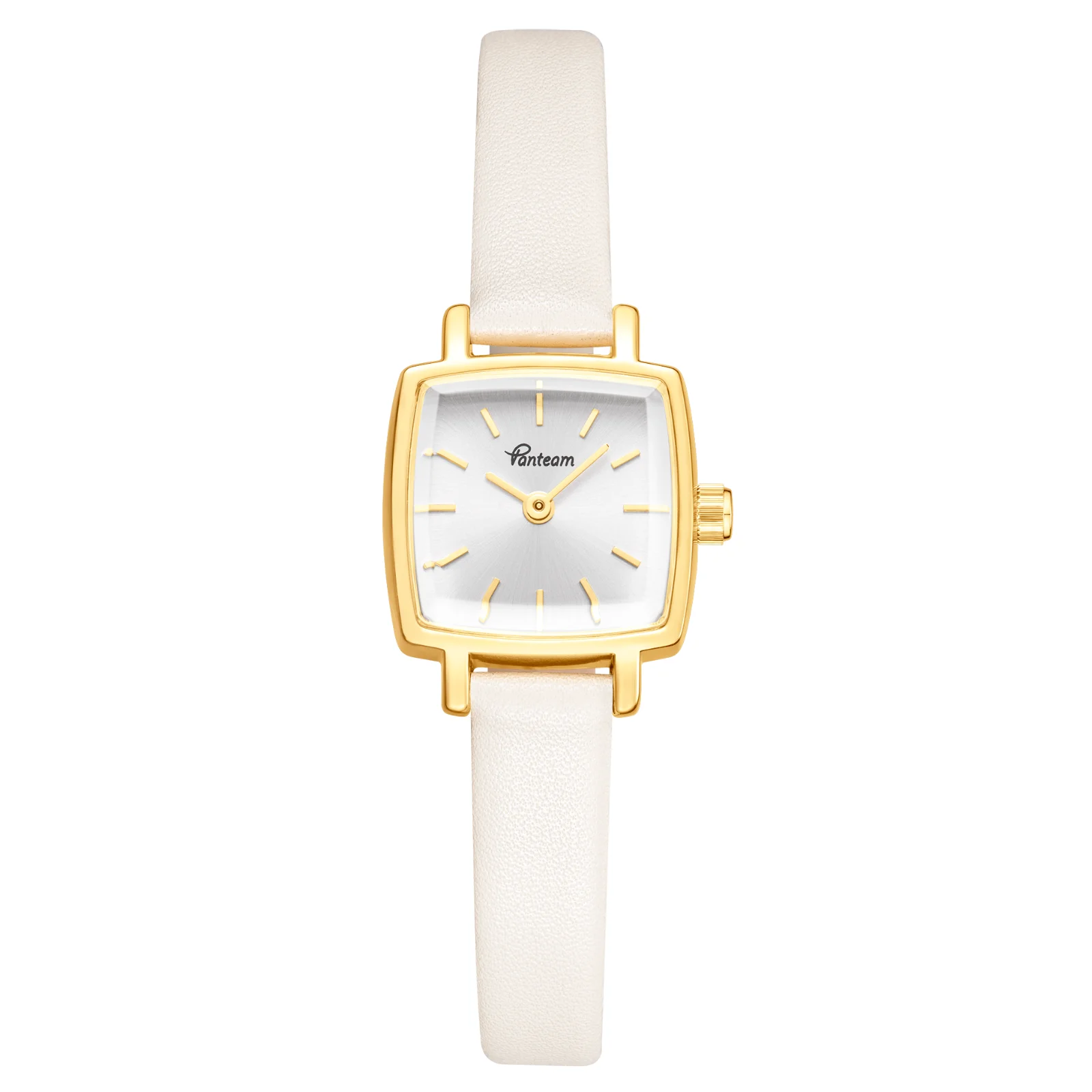 Vanteam Women Luxury Square Watch Genuine Leather Strap Small Retro Quartz Wristwatch Elegant Black&Gold Design Perfect