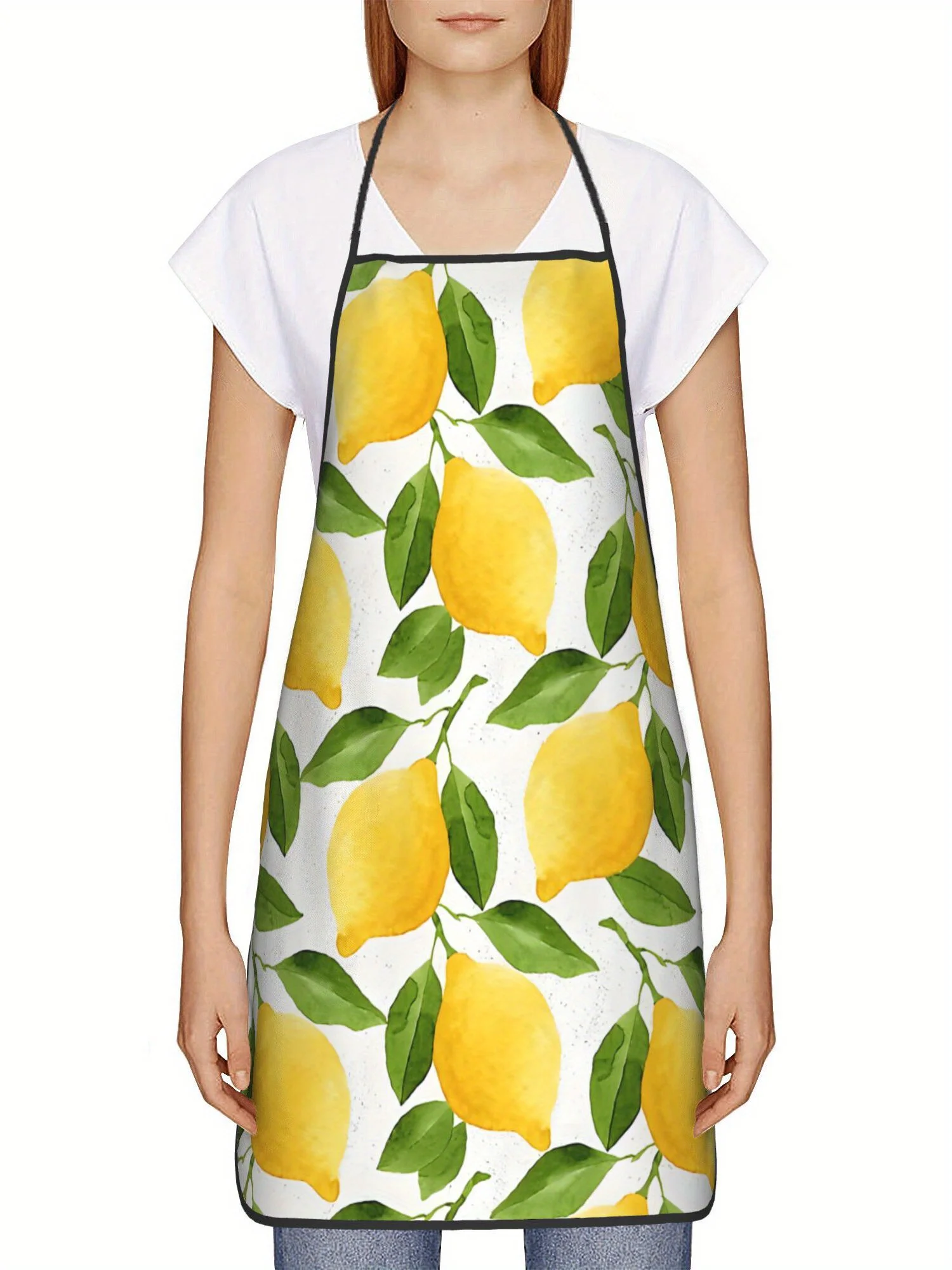 1 Piece Watercolor Lemon Yellow Vintage Design Apron, Unisex, Suitable for Crafting, Baking, Painting, Cleaning, Cooking, Chef, Waiter, Cafe, Barbecue Restaurant Apron, 21.7× 28.7inch , Perfect Holiday Gift Idea for Family and Friends