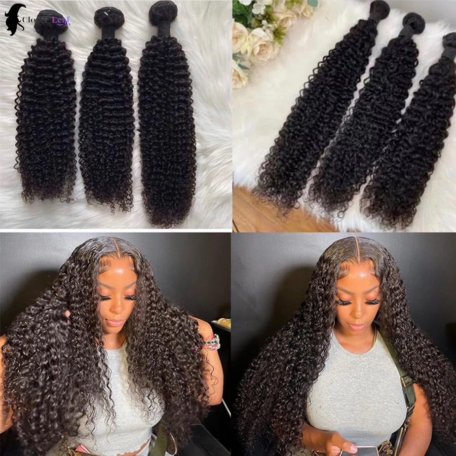 Mèches Deep Wave Brésiliennes Naturelles Remy, Cheveux Ondulés, Noirs, 100% Humains, 24 Pouces, 3 Lots