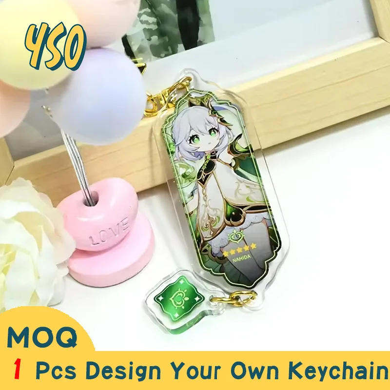 YSO CNC Diamond Cut Hot Sale Animation Cute Design Transparent Custom Acrylic Keychain Series Connection Charms Set