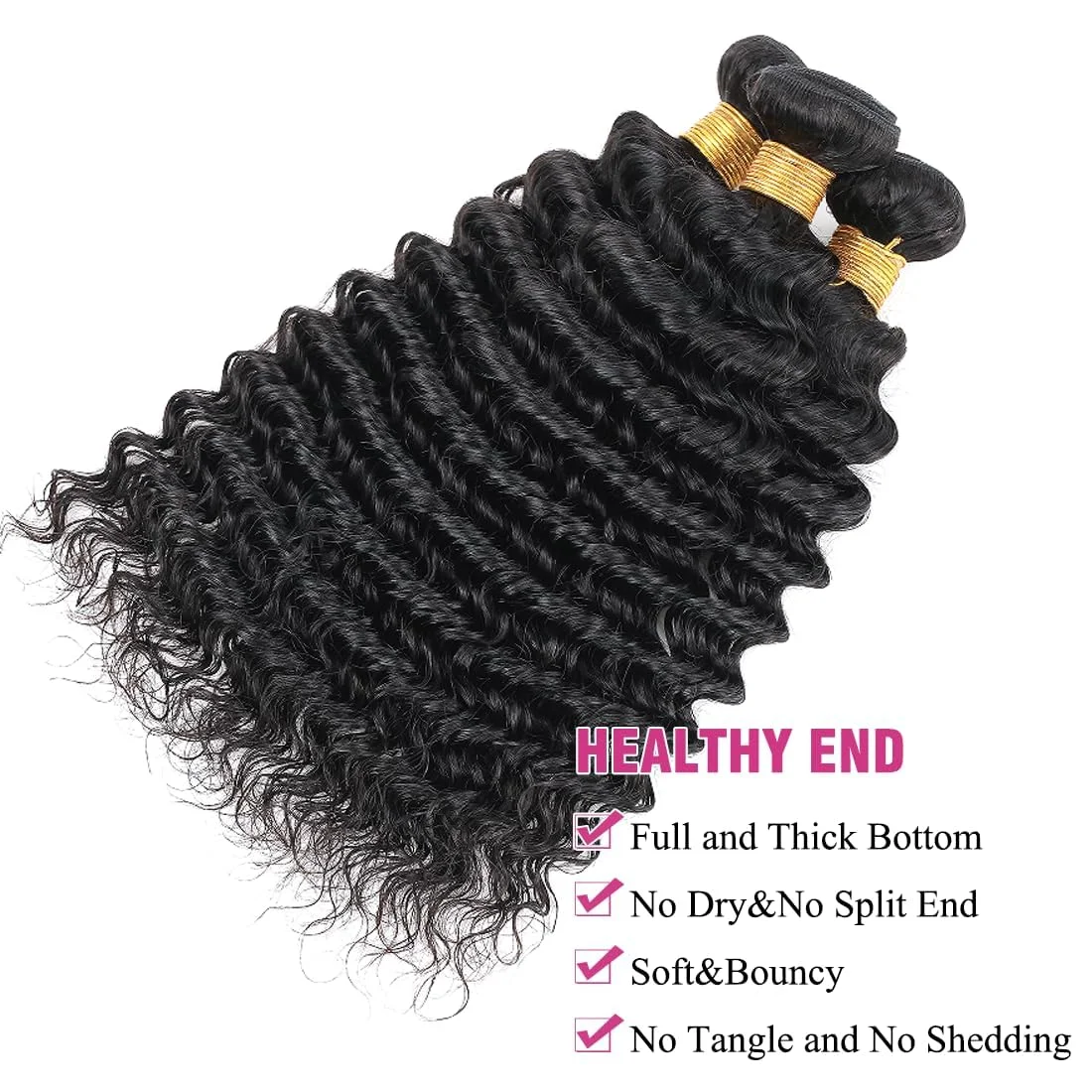 Deep Wave Human Hair 1 3 Bundles Premium Deep Wave Bundles 100% Human Hair Bundle Human Hair Extensions Natural Black For Women