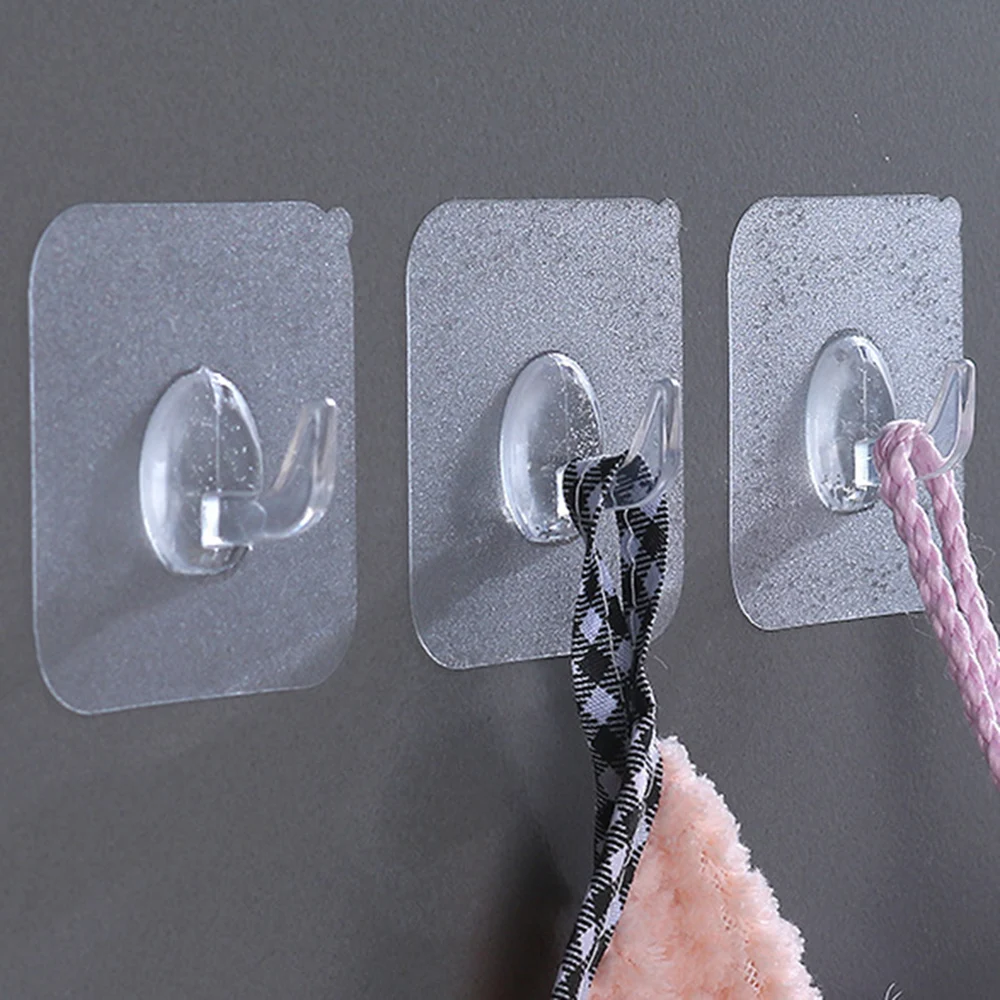 

5-50PCS Wall Hooks Transparent Strong Self Adhesive Key Towel Door Wall Hanger Hanging Kitchen Bathroom Accessories Hooks