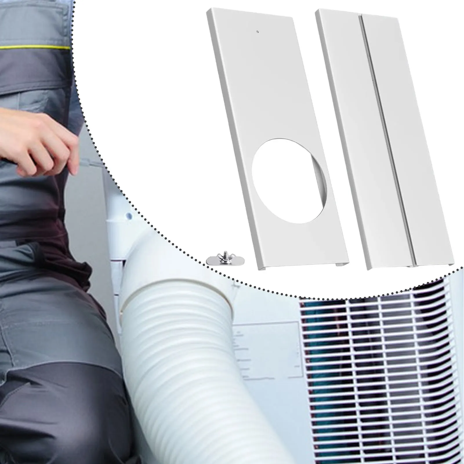 Newest Portable Window Kit Adjustable Adaptor Wind Shield Exhaust Hose Tube Connector PVC Replacement for Ducting Exhaust Hose