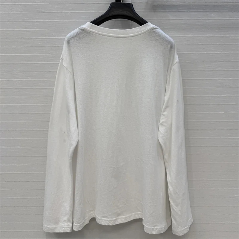 Women's T-Shirt: New for Autumn 2026 – High-Quality Pure Cotton Crew-Neck Pullover; Slim-Fit Long-Sleeve Top in Stretch Knit.