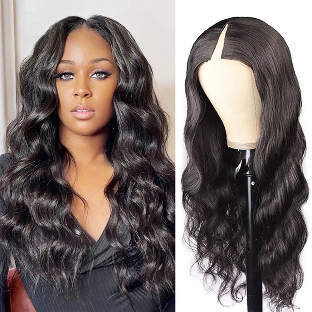 V Part Wig Human Hair Body Wave Human Hair Wigs No Leave Out No Glue Glueless Wear and Go U Part Парик из человеческих волос для чернокожих женщин