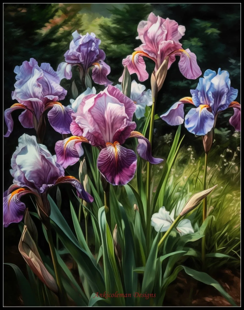 Embroidery Counted Cross Stitch Kits Needlework - Crafts 14 ct DMC Color DIY Arts Handmade Decor - Iris in Garden