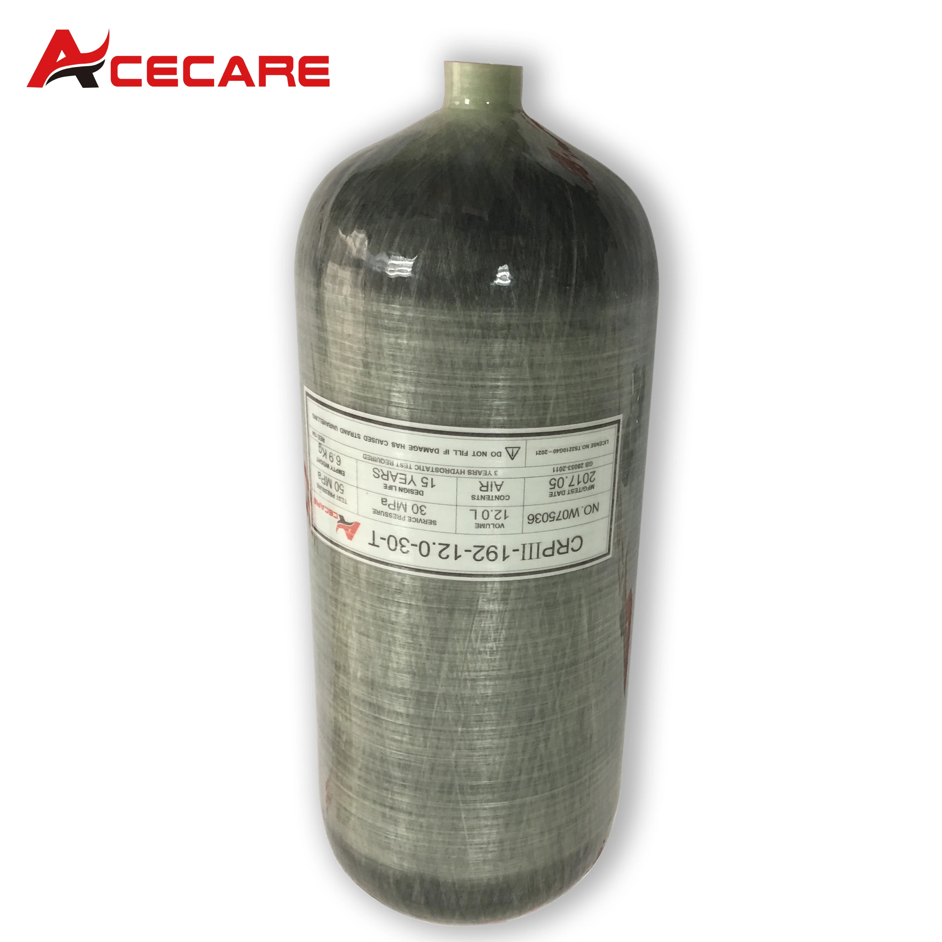 Acecare กระบอกคาร์บอนไฟเบอร์12L CE hPa สำหรับดำน้ำขวด300Bar 4500Psi สำหรับดำน้ำและความปลอดภัยจากอัคคีภัย