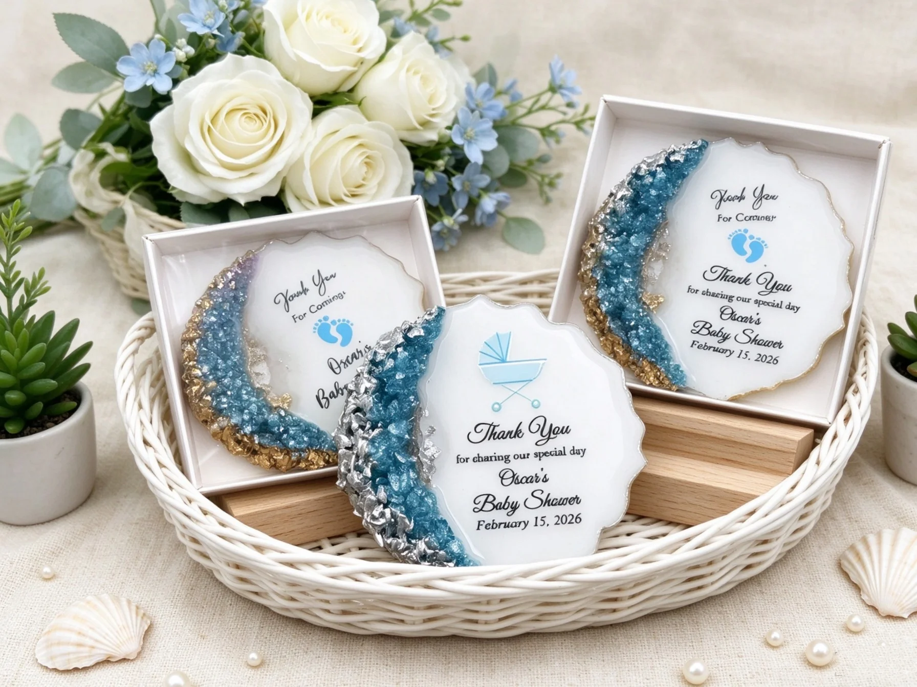 Pregnancy announce favor, New Baby Gift, Personalized Resin Fridge Magnet，Baby Shower Keepsake for Guests, Gender Reveal Party