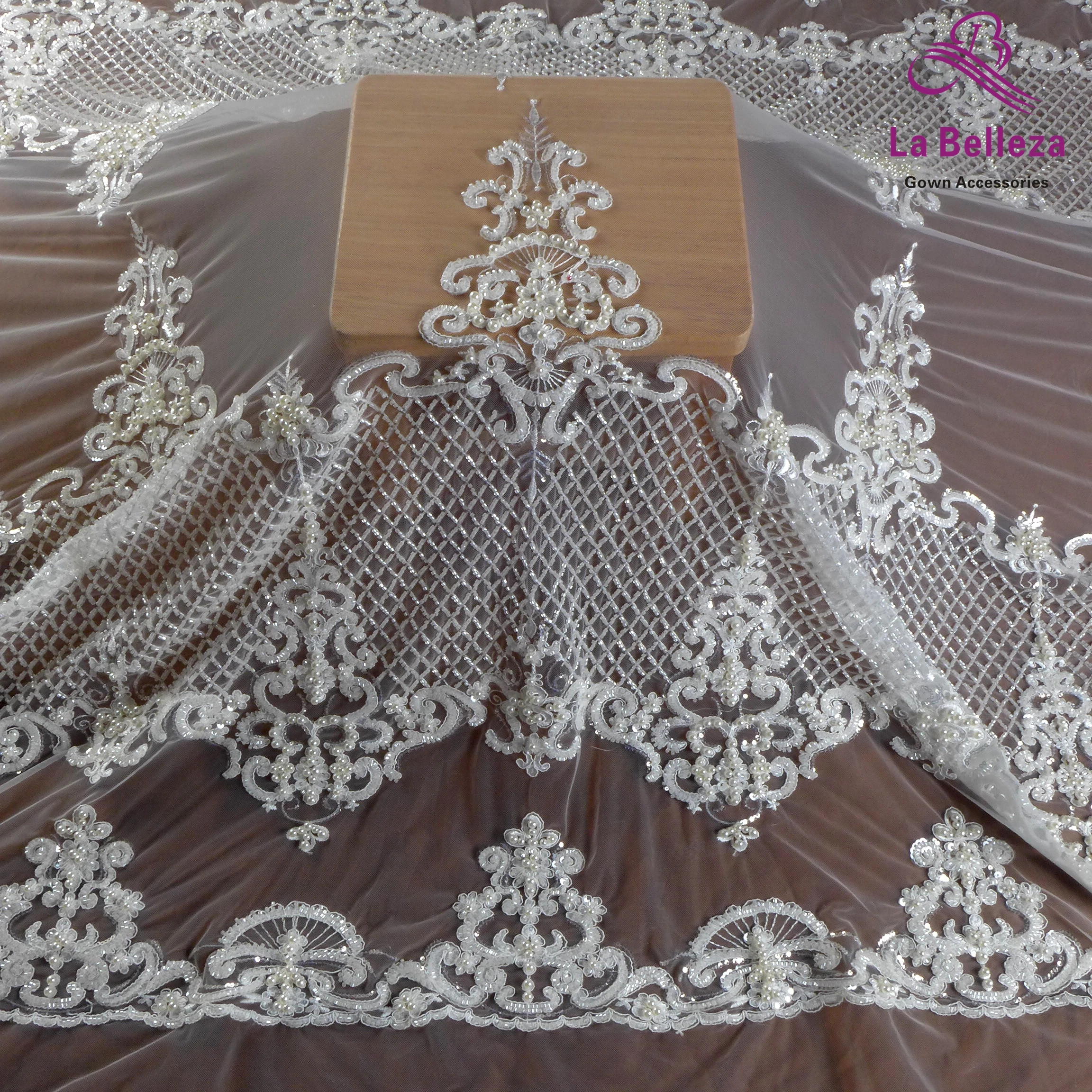 La Belleza beaded lace, handmade Ivory/black/gold lace fabri fashion style heavy beading lace fabric bride beaded fabric 1 yard