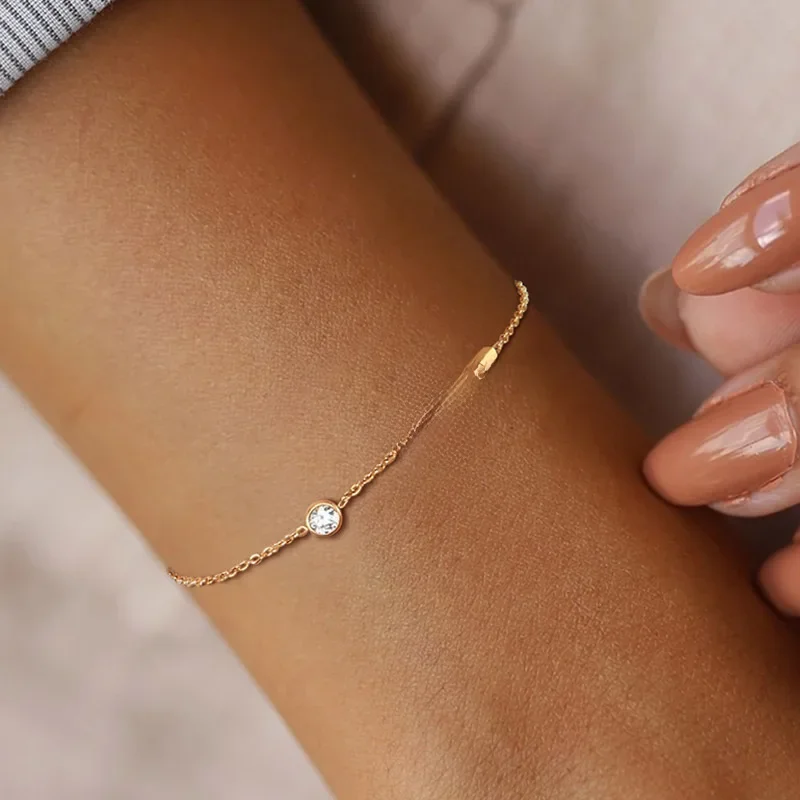 Frauen Minimalismus dünne Kette Kreuz Halbmond Stern Armband, Edelstahl weibliche verstellbare