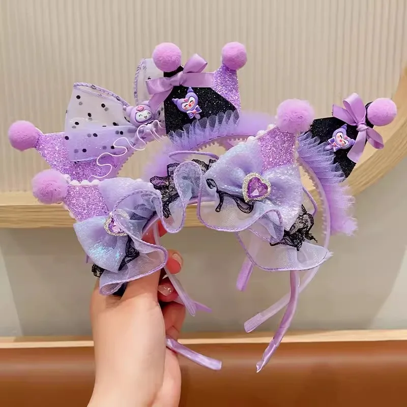 Kuromi Crown Headband Party Headwear Amusement Park Hair Hoop Fish Scale Sequin Birthday Headband Diamond DIY Decoration