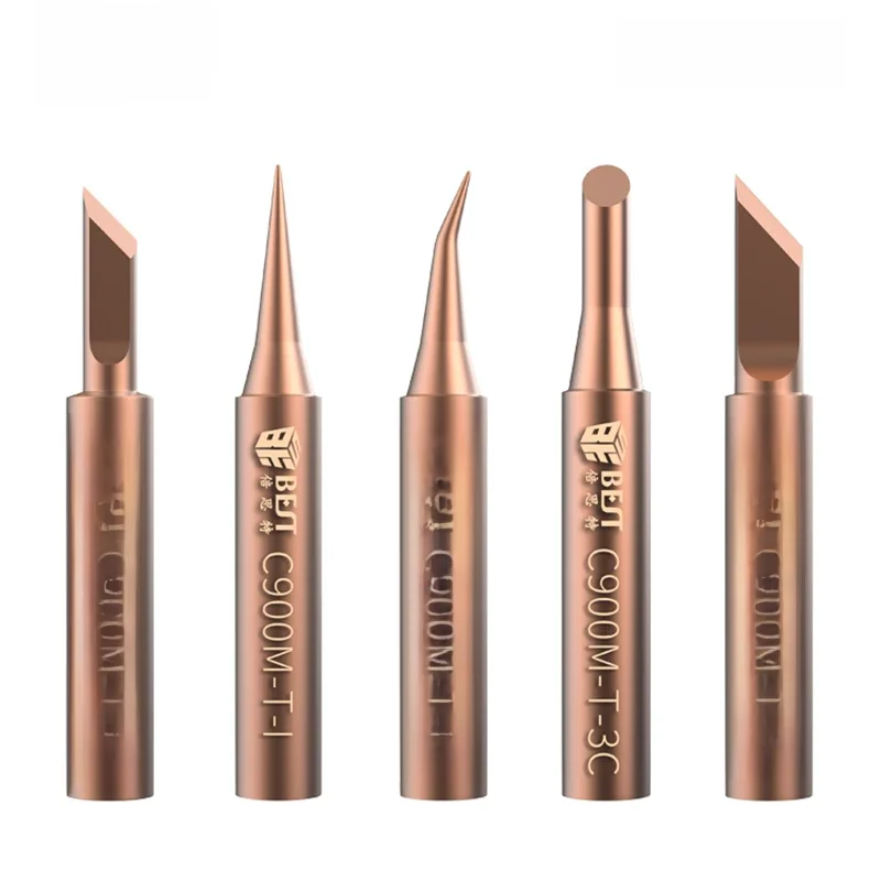 5Piece Soldering Iron Tips Welding Nozzle Oxygen-free Copper Lead-free Solder Non-stick Tin Tip DIY Tools Set for Horns Plastic