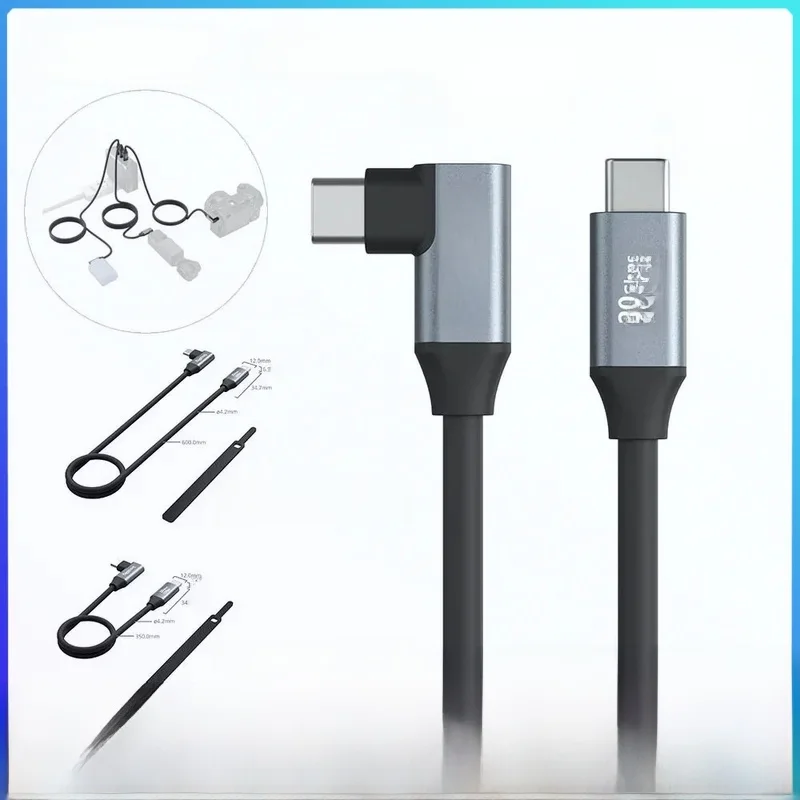 SmallRig USB-C Straight to USB-C Angled Data Cable, Support 20Gbps & 100W Fast Charging, Power Bank Wire For DSLR Camera Battery