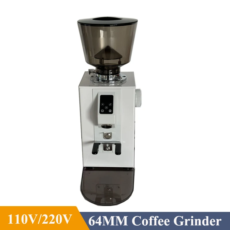 Electric Coffee Bean Grinder With Electric Tamper 64mm Flat Burr Grinder Quantitative Grinding Espresso Grinder