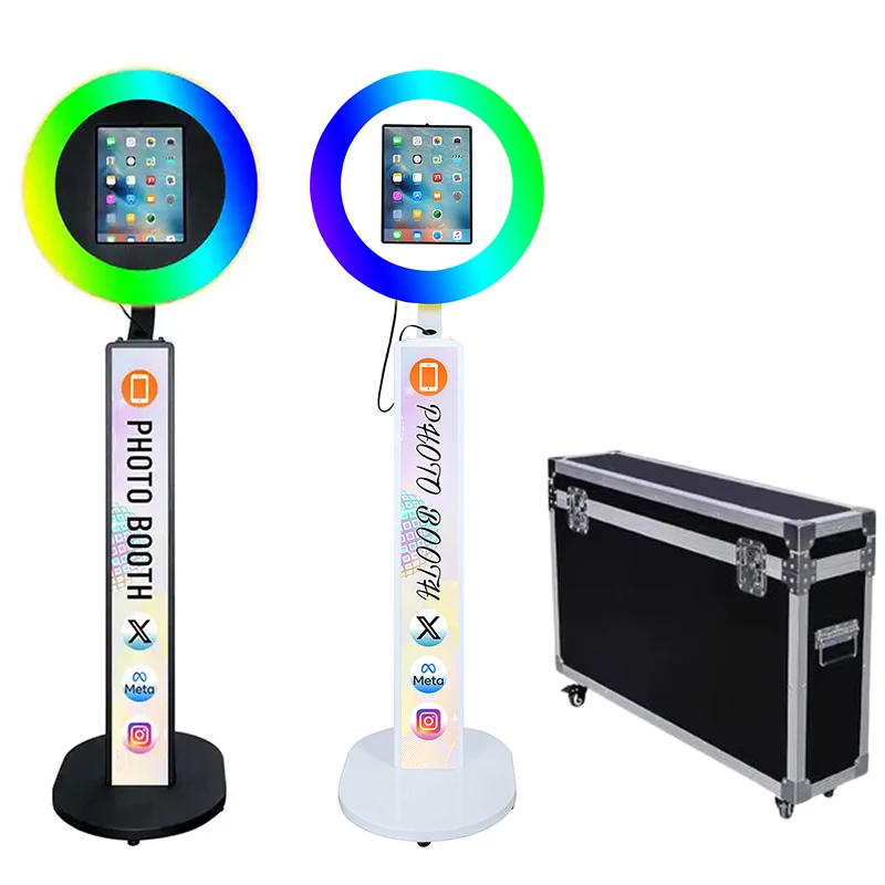 

Portable iPad Photo Booth Stand Selfie Machine Metal Shell With Ring Light For iPad10.2'' 11'' 12.9'' Suitable For Party Events