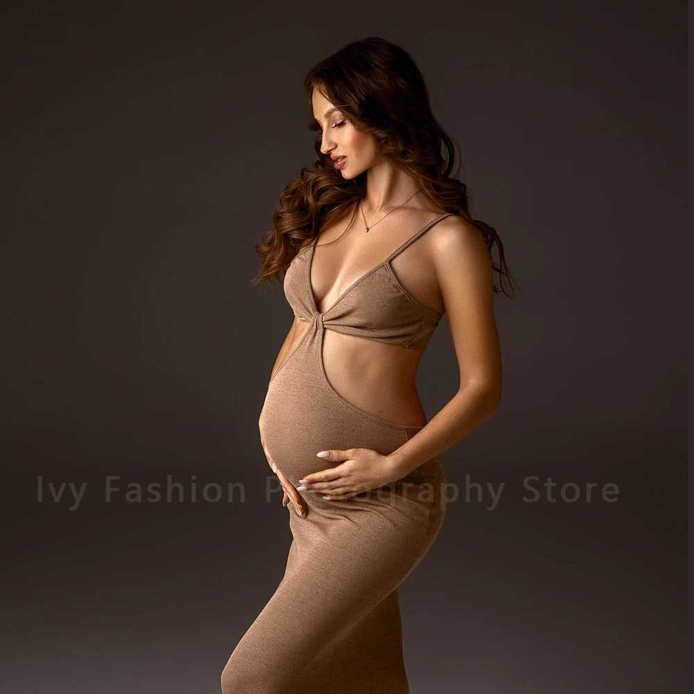 Maternity Photography Dresses Knitted Pregnant Woman Clothes Strap Vest Cool Suspender Long Skirt Fashion Elegant Party Dress