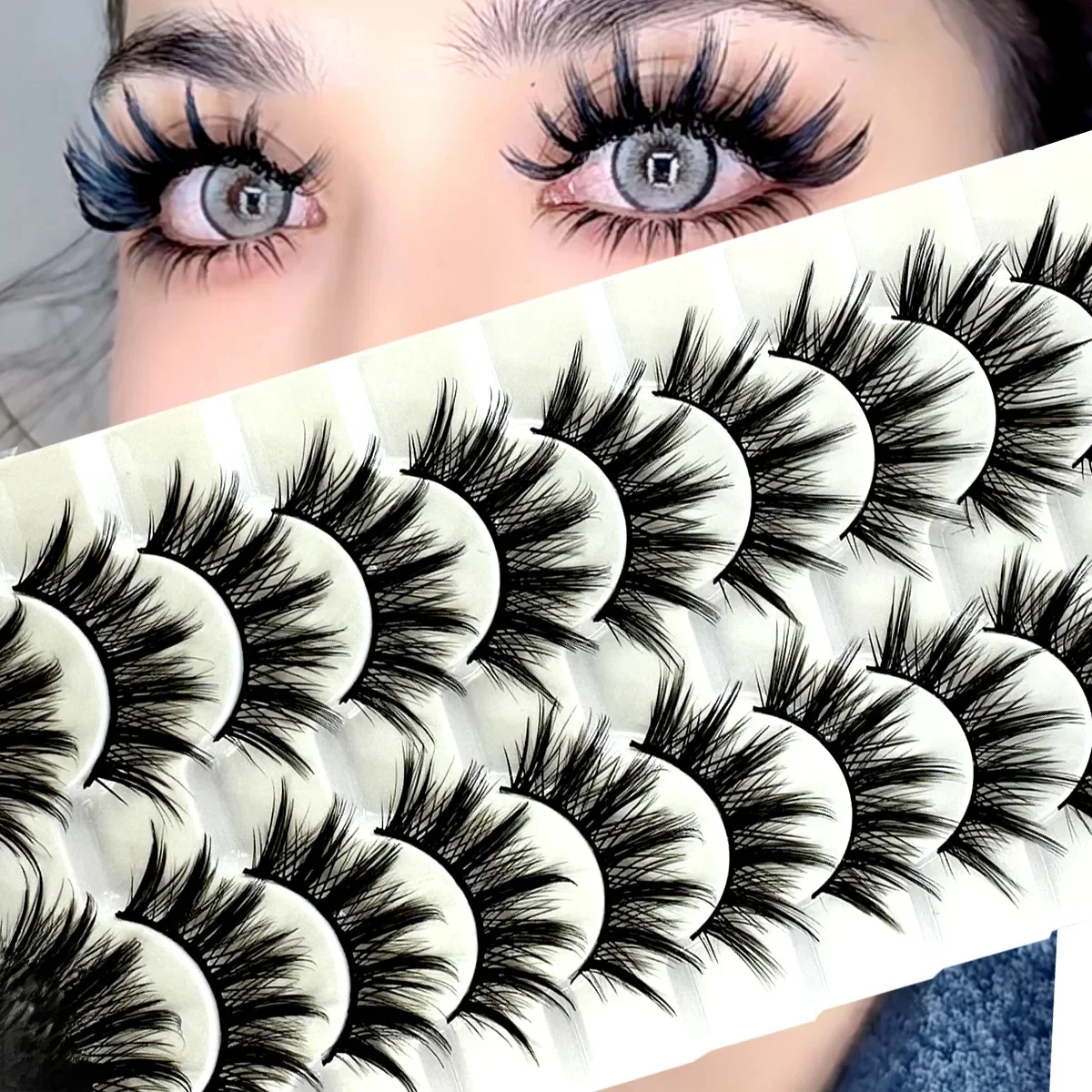 Nowe 10 par rzęs Manga Lashes Naturalne sztuczne rzęsy Puszyste miękkie krzyżowe wróżki Mały diabeł Przedłużanie rzęs Makijaż — 2
