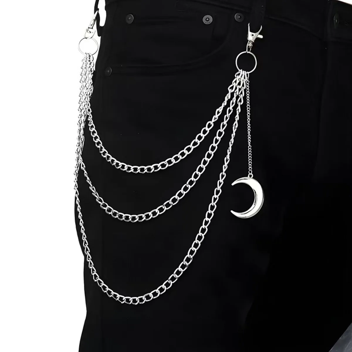 Layered Pants Chain For Men Women Spikes Pocket Trousers Chain Punk Rock Goth Accessories