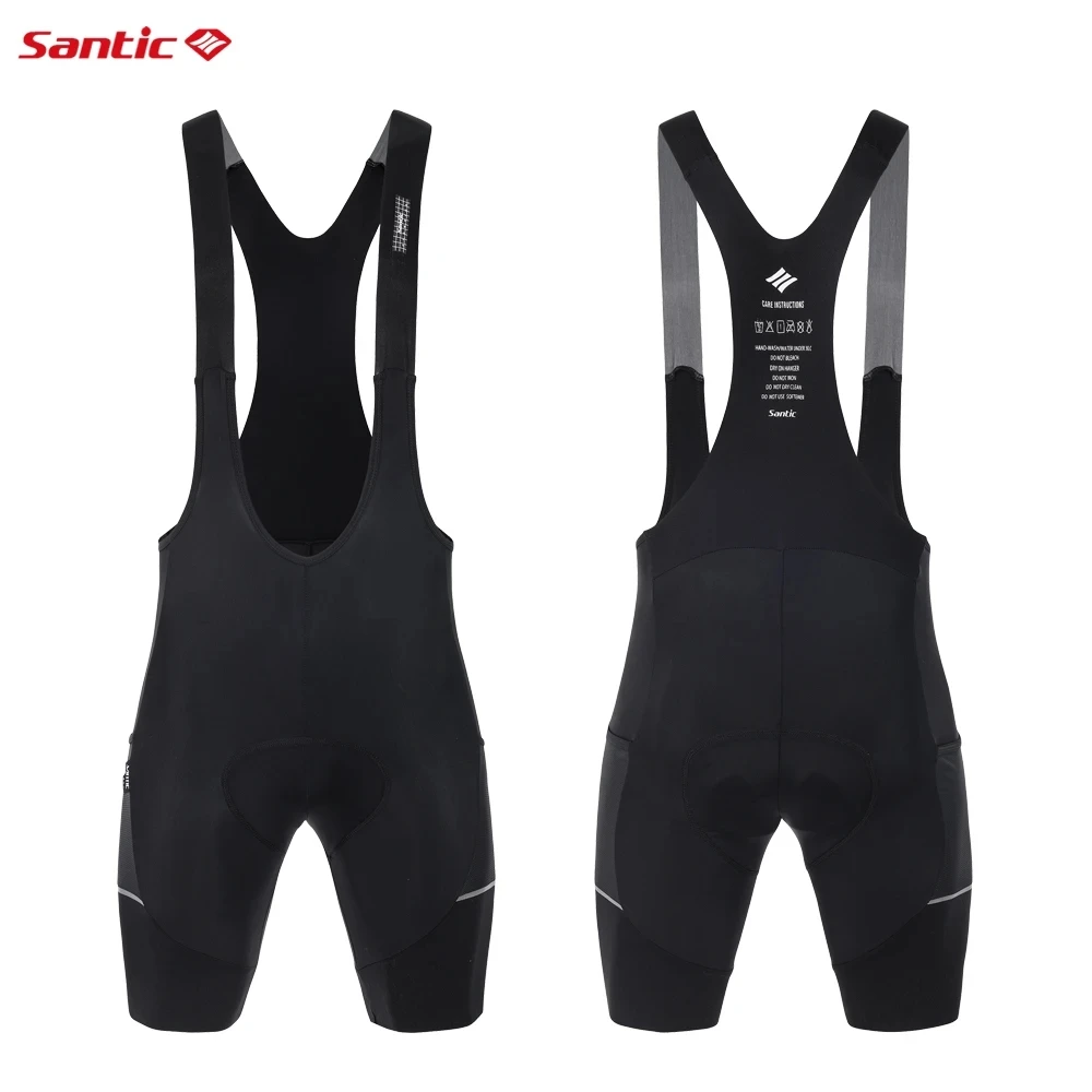 Santic Men\'s Cycling Bib Shorts Summer MTB Bike 4D Padded Pants Men Breathable Lightweight Reflective Riding Bottom Asian Size