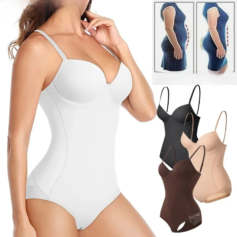 Kobiety seksowna bielizna modelująca body wbudowany biustonosz topy na ramiączkach gorset modelujący talię szczupła urządzenie do modelowania całego ciała bielizna z fiszbinami — zdjęcie 2