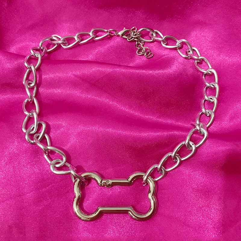 Punk Fashion Korean Hollow out Dogs Bone Pendant Necklace Cool Accessories Cute DIY Necklace for Women Egirl Jewelry Goth — zdjęcie 2