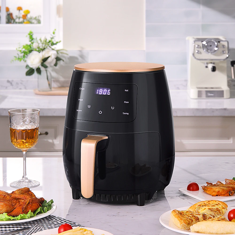 4L Electric Air Fryer with Non-stick Basket, LCD Digital Screen-Black