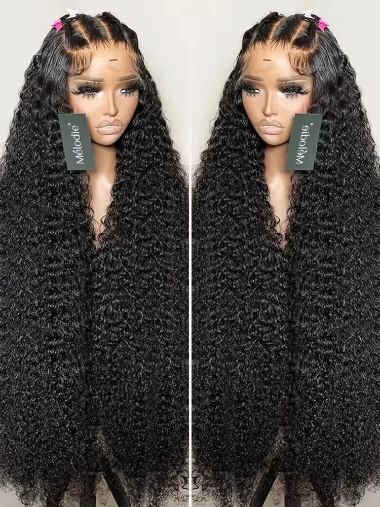 Perruque Lace Front Wig Deep Wave Naturelle Bouclée, Cheveux Humains, 13x7 HD, 13x4, Densité 220, pour Femme Africaine