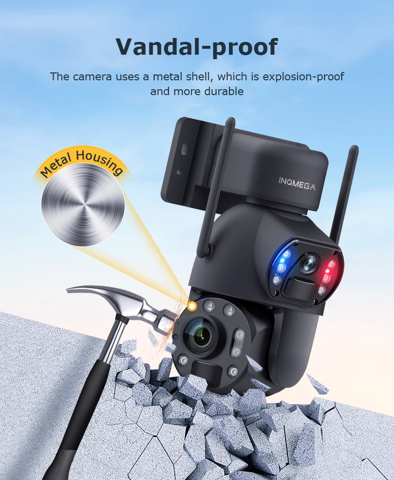 INQMEGA 6K 12MP 60X Zoom 4G Solar Camera Dual Lens Dual Screen Human Detect Auto Tracking Outdoor 20W Solar Panel WIFI CCTV ﻿ view 3