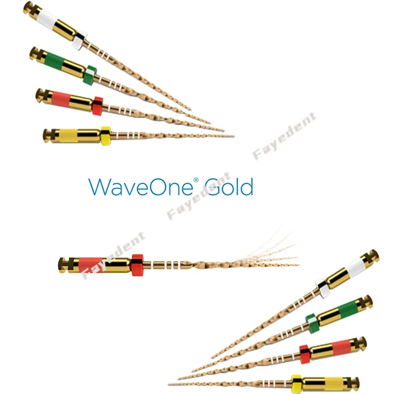 4Pcs ทันตกรรม Wave One Gold ไฟล์โรตารีเครื่องยนต์ความร้อนการเปิดใช้งานยืดหยุ่นเครื่องมือทันตแพทย์เครื่องมือ