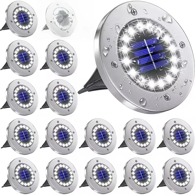 Solarleuchten für den Außenbereich, Scheiben-Untergrundlampe, Strahler, vergrabene Solarleuchte für Zuhause, Garten, Rasen, Hof, Dekoration