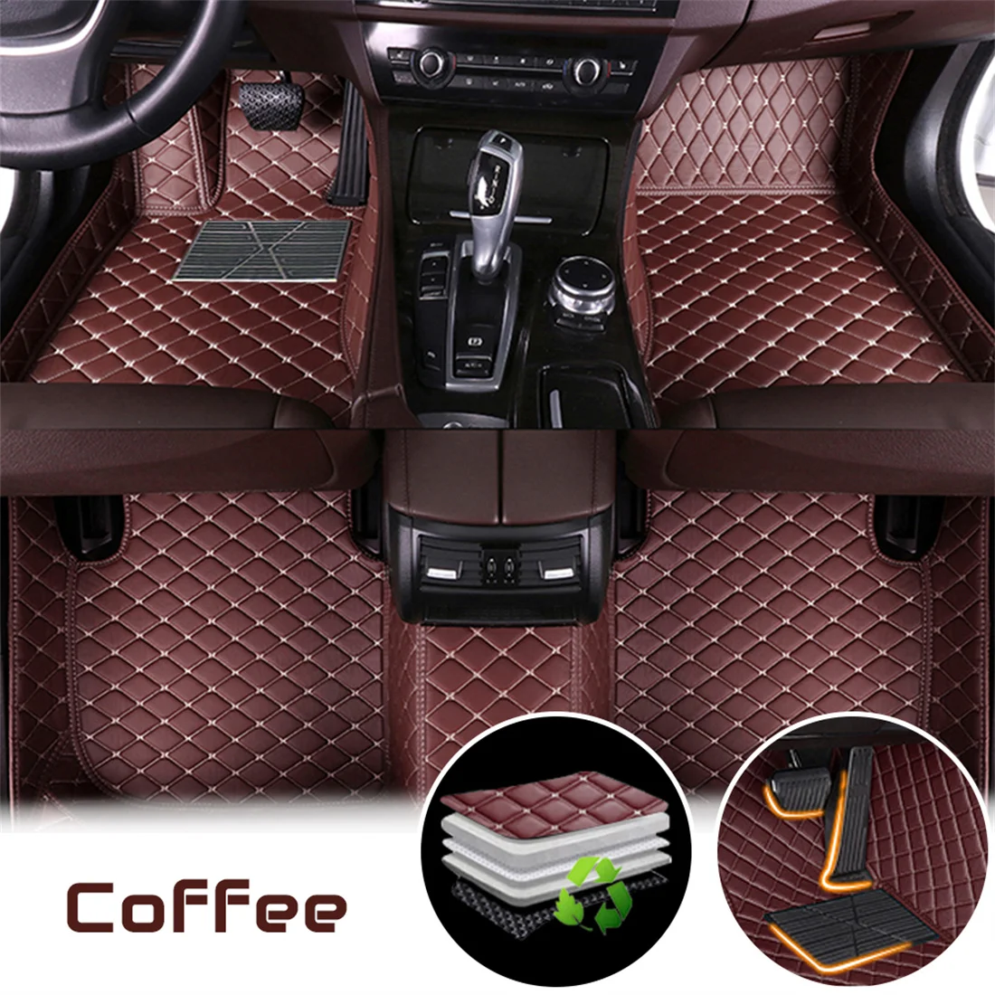 

PU Leather Car Floor Mats For Toyota Camry XV70 2017-2023 2seat Carpets Rugs Foot Pads Accessories