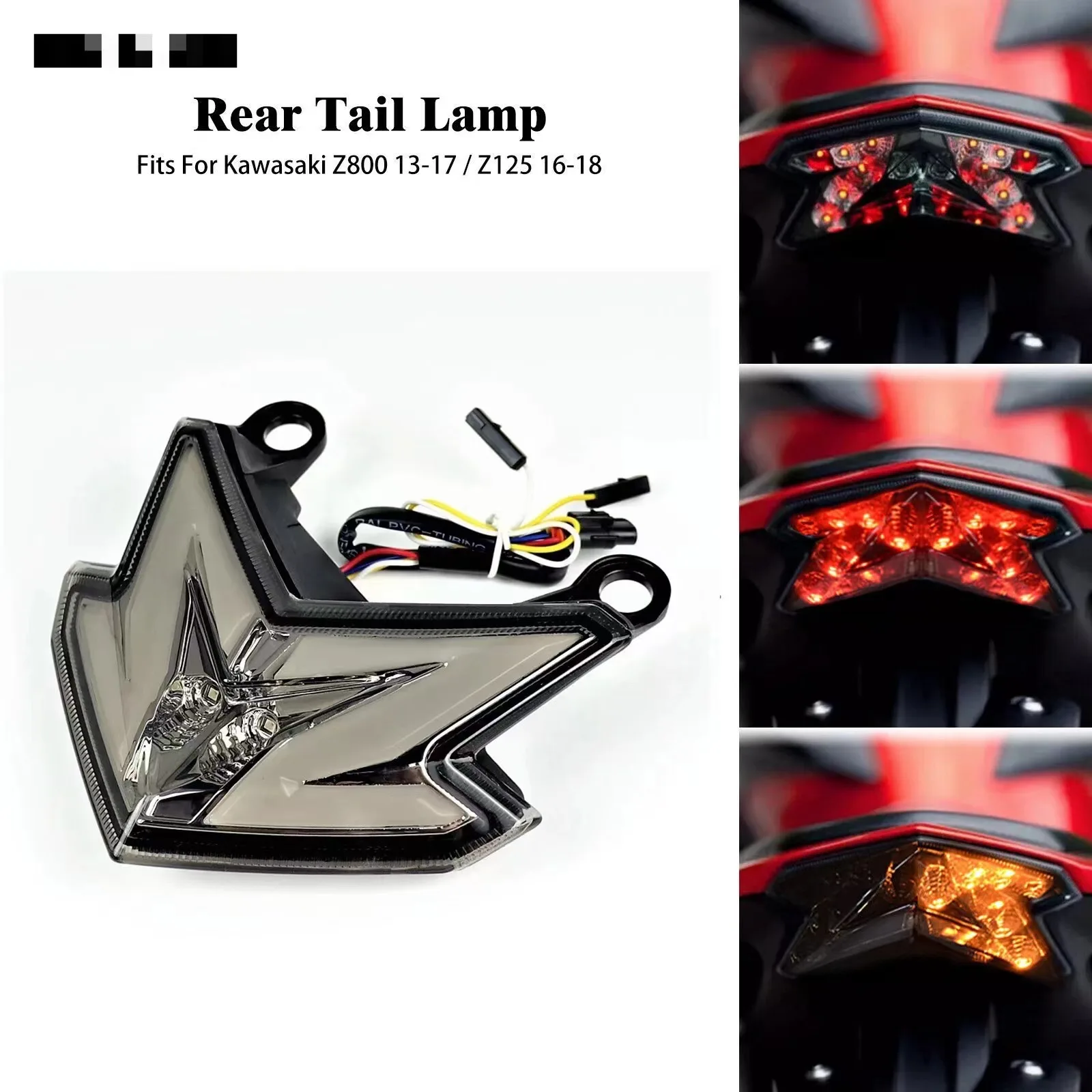 Motorcycle LED Turn Signal Tail Light Rear Brake LED Running Red Stop Lamp For Kawasaki Z125 2013-2022 Z800 ZX6R 2013-2016